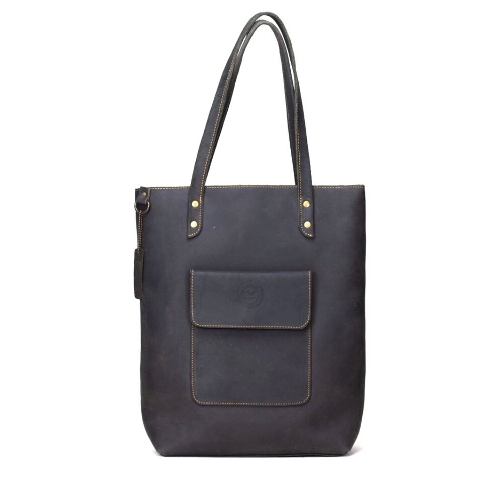 RIMINI BLACK LEATHER TOTE BAG BY LE PAPILLON